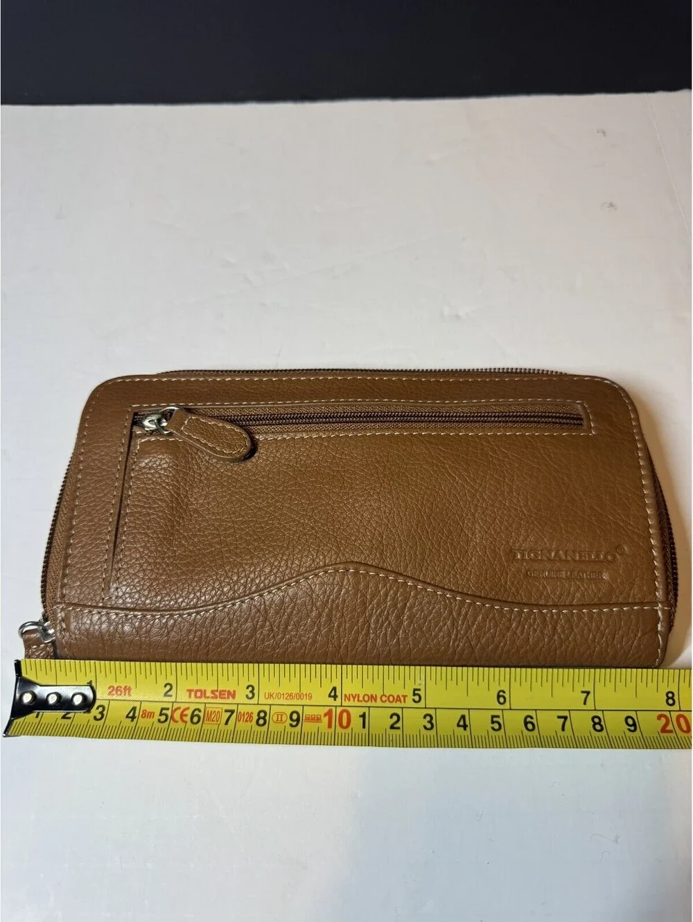 Tignanello Soft Leather Brown Zip Around Wallet Organizer Coin Great Condition